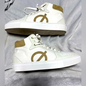 LØCI White and Tan High-Top Sneakers